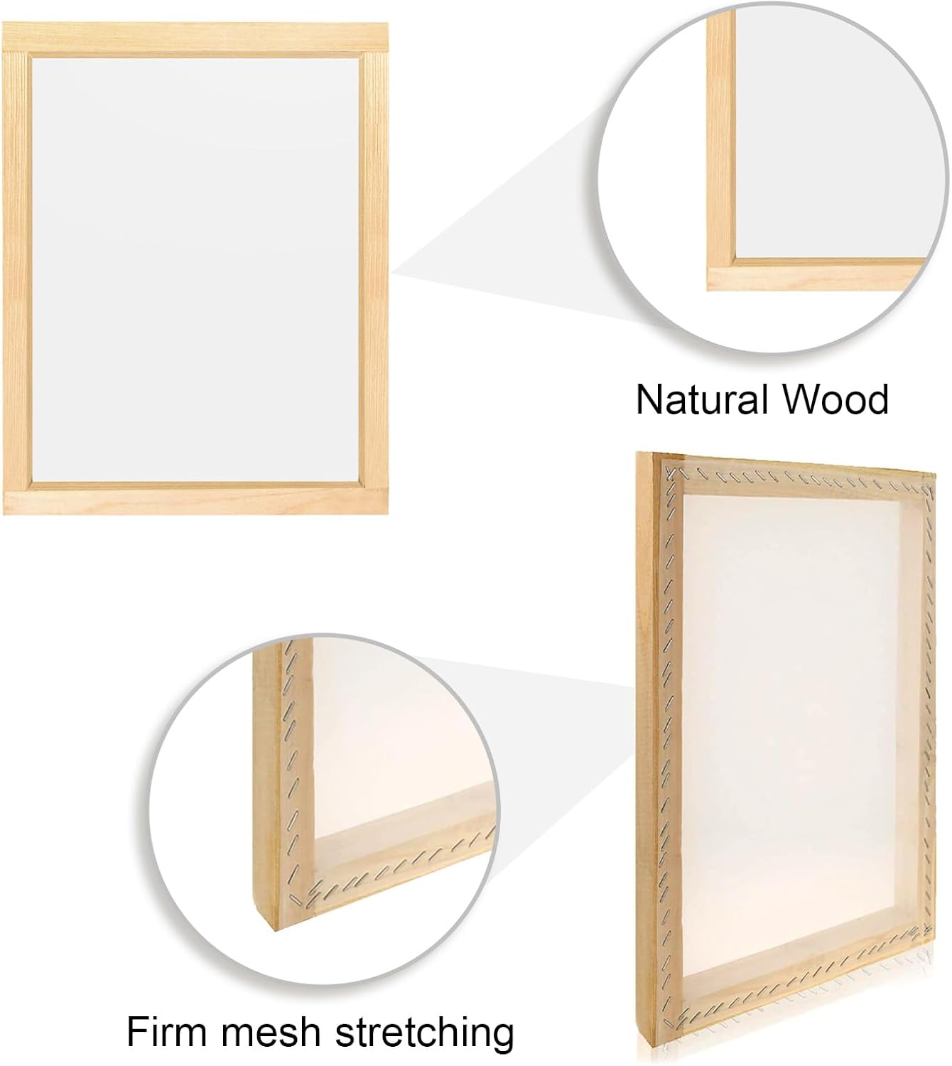 Caydo Marco de impresión de pantalla de seda de madera grande de 20 x 24 pulgadas con malla 110 para serigrafía