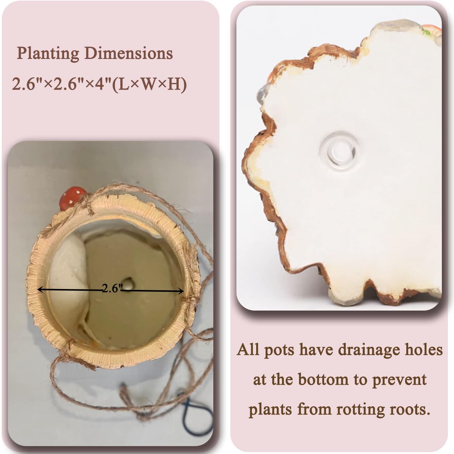 4 macetas pequeñas para suculentas con drenaje. Bonitas, divertidas y únicas macetas para suculentas de diseño para plantas de interior o exterior,
