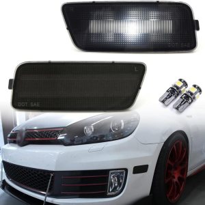 NSLUMO Parachoques delantero blanco llevó luces de marcador lateral para golf MK6 GTI lente ahumada luces laterales reemplazar OEM Sidemarker NSLUMO Parachoques delantero blanco llevó luces de marcador lateral para golf MK6 GTI lente ahumada luces laterales reemplazar OEM Sidemarker