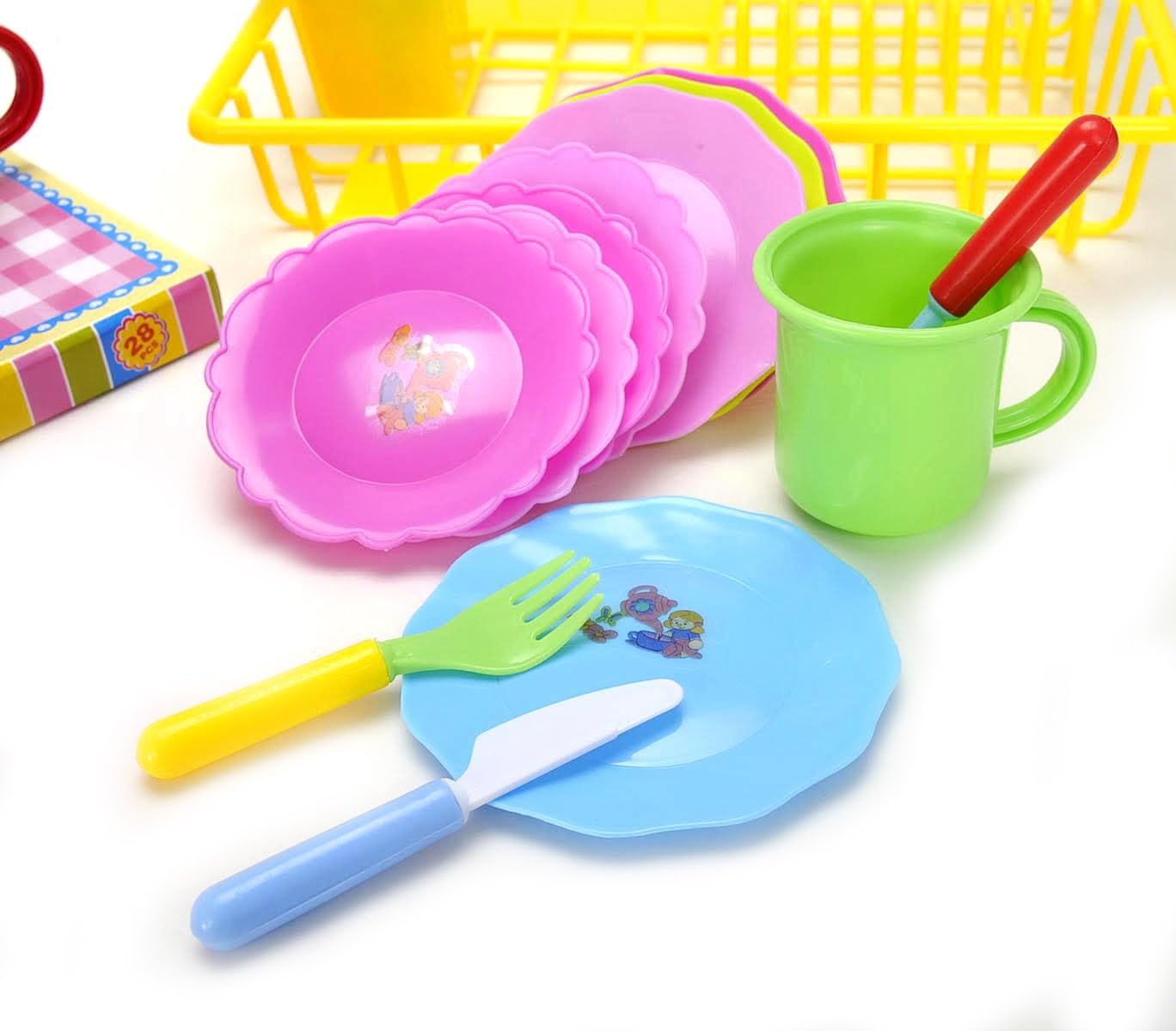 PowerTRC Juego de platos de cocina y té para lavar y secar para niños