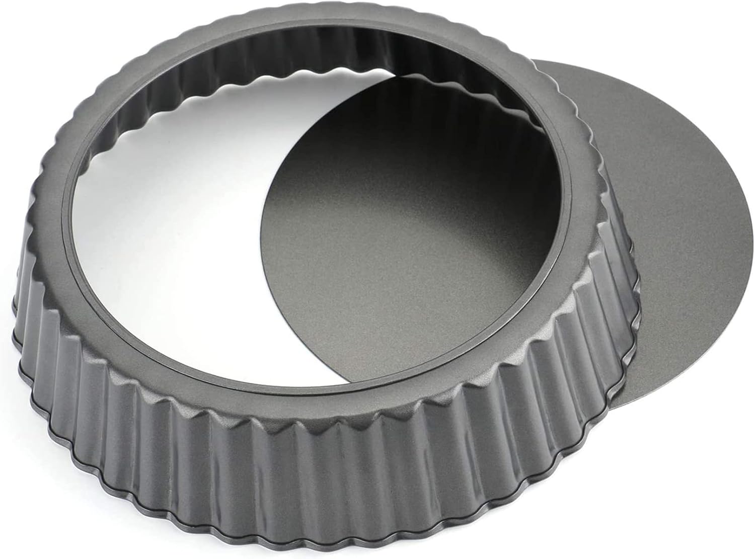 Tosnail 2 paquetes de moldes antiadherentes de 9.5 x 2 pulgadas con parte inferior extraíble, molde para quiche para tartas profundas