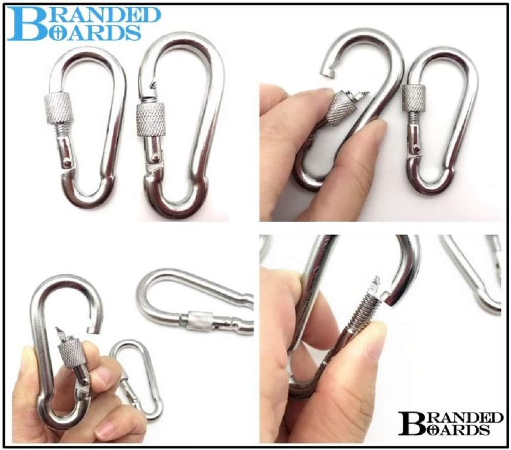 Mosquetón de bloqueo de tornillo de pulgar de acero inoxidable resistente, ganchos de enlace de clip a presión. Carga de 200 a 400 libras. 6