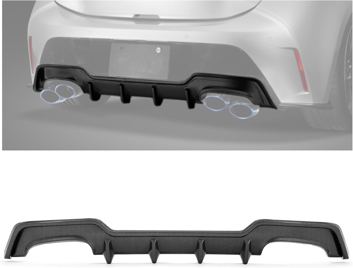HECASA Difusor trasero compatible con Toyota Corolla Hatchback 2019-2022 y Toyota Auris Hatchback, difusor de parachoques trasero, divisor de cenefa