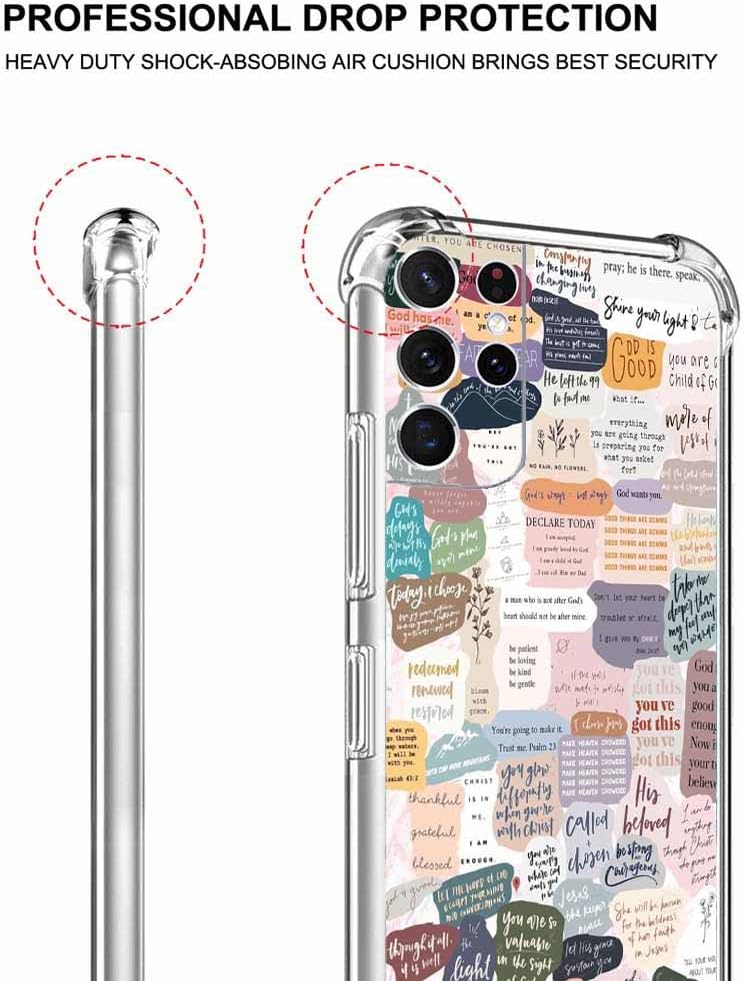 Funda con versículos bíblicos para Samsung Galaxy S21 Ultra, patrón de collage de citas de Jesús cristiano para cristianos, funda protectora de TPU