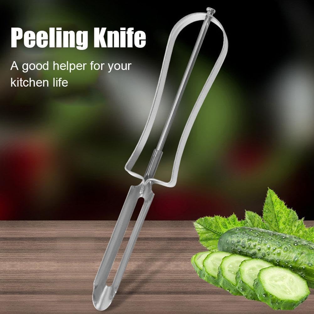 1 cuchillo giratorio de acero inoxidable plateado, multifunción, pelador de manos de zanahoria, papa, zanahoria, cortador de alimentos, frutas,