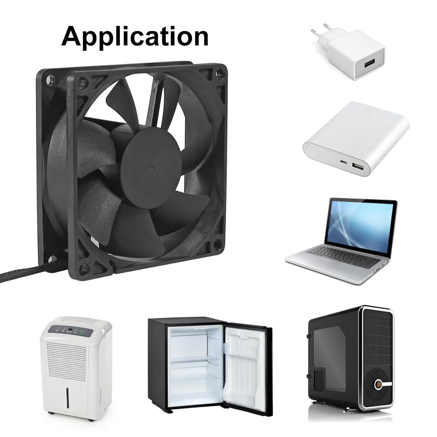 4 unids 8025 Ventilador de enfriamiento 3.150×3.150×0.984 in DC 12V Cooler Ventilador sin escobillas Ventilador 3.150 in XH2.54 2Pin para DIY PC