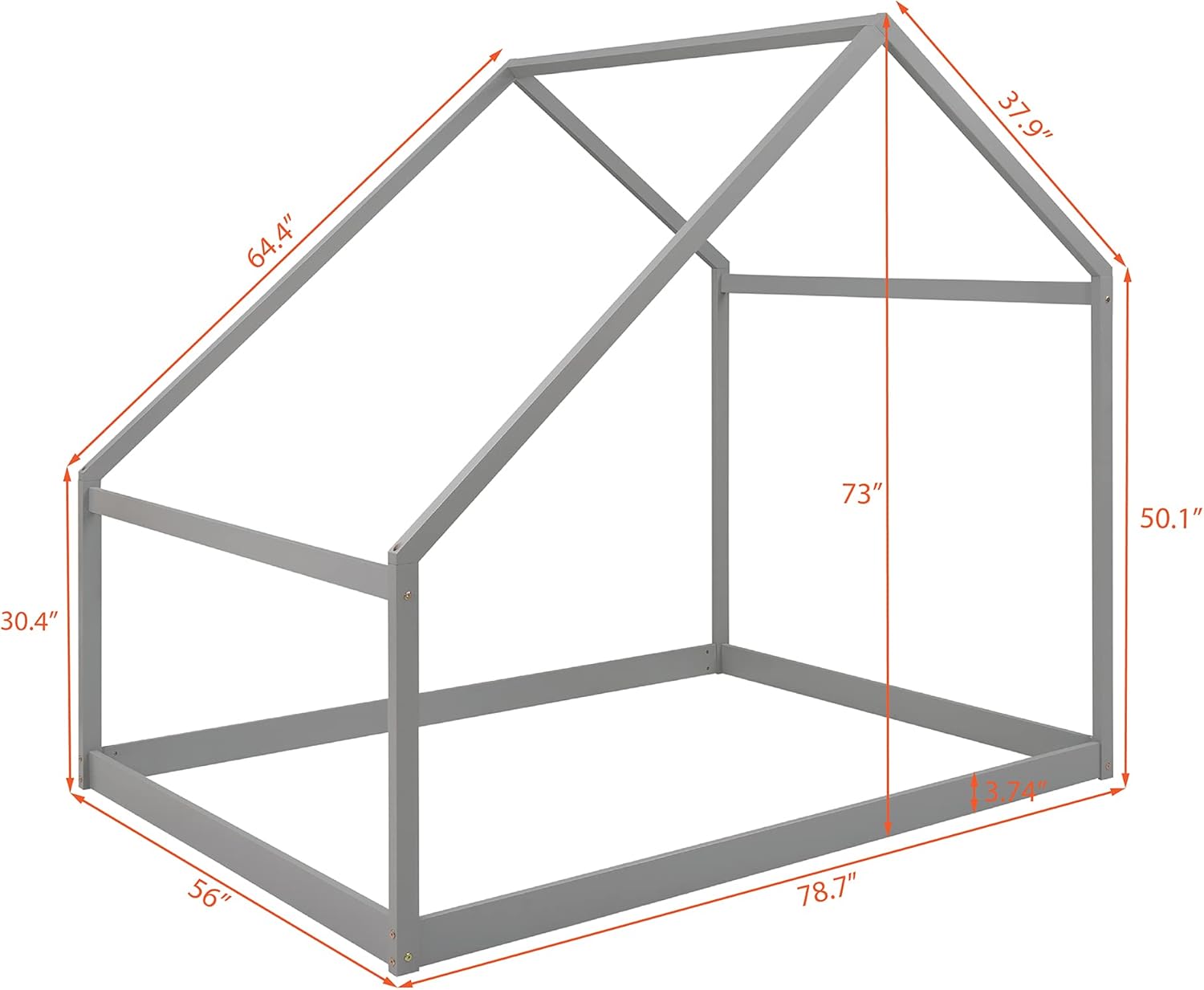 Cama de casa completa para niños, cama completa en forma de casa, marco de cama matrimonial de madera con techo para niños pequeños, niños, niñas y