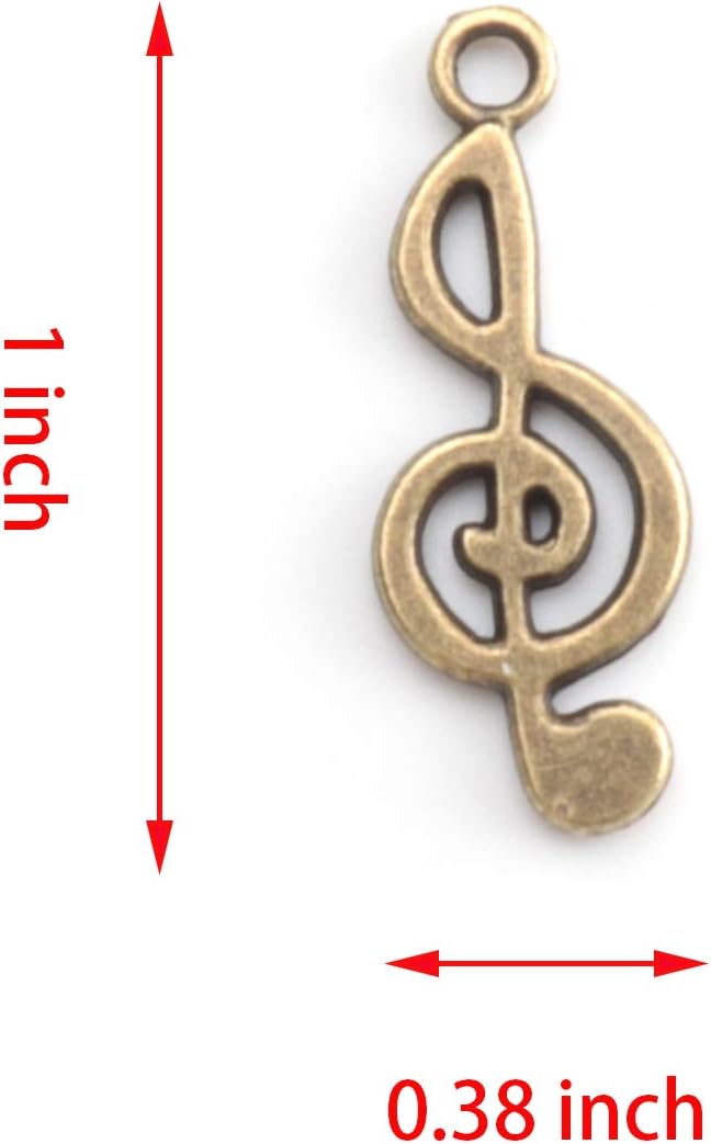 50 piezas de dijes de notas musicales de metal, símbolo de música vintage, elegante, elegante, instrumento, cuentas colgantes para manualidades,