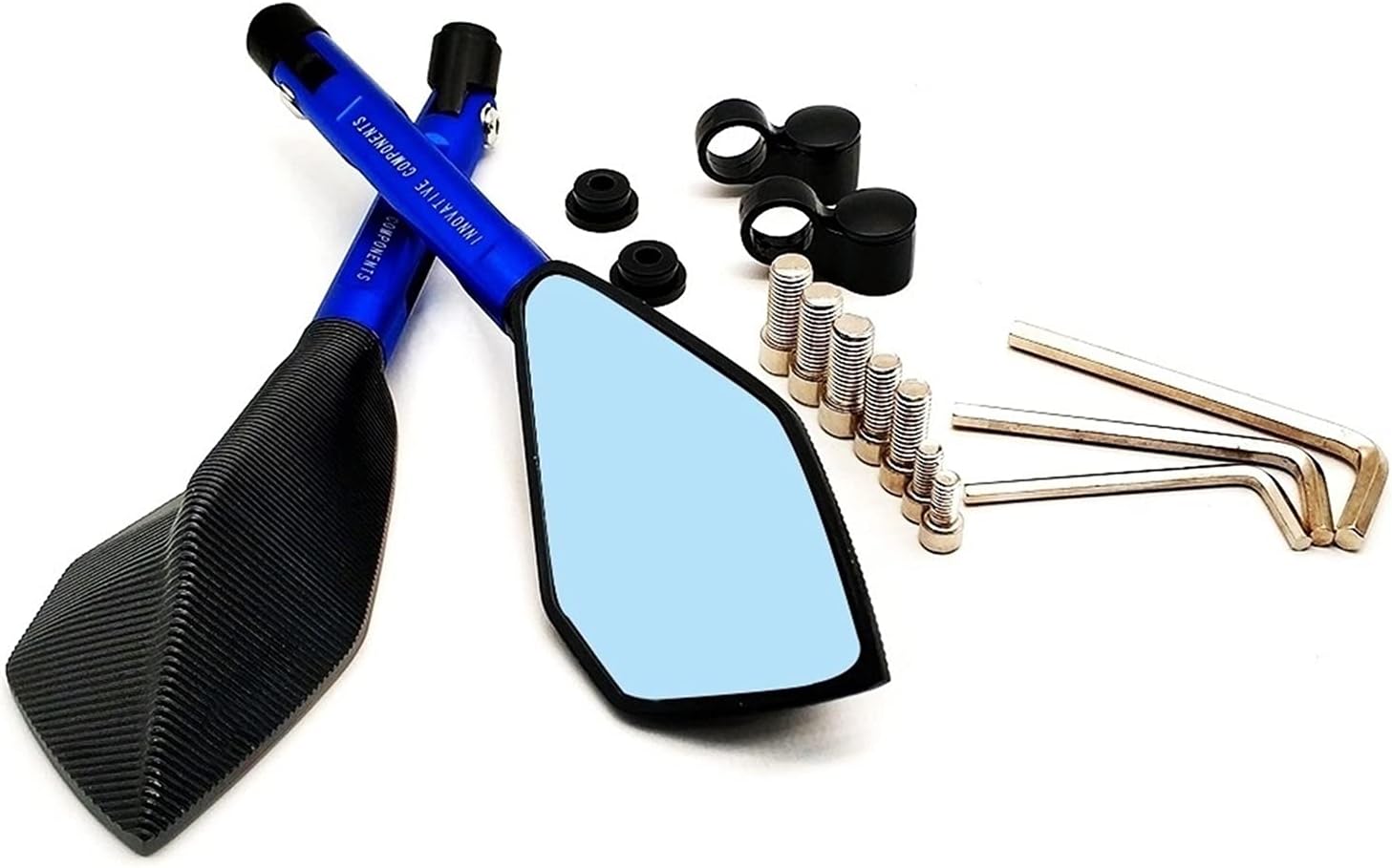 Mirror Motorcycle Mirrors Moto Side Rearview Mirrors CNC Aluminum For Kawasaki Ninja ER6N W800 Z750 ZX6 ZX9R ZXR400 ZZR600 VERSYS 1000 (Color  BLUE,