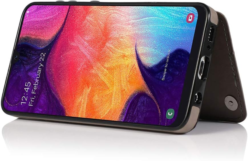 Funda de teléfono para Samsung Galaxy A50 con protector de pantalla de vidrio templado y tarjetero con soporte para tarjetero, accesorios de cuero