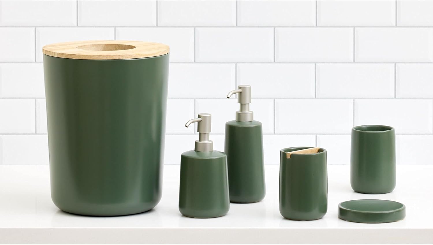 iDesign Ceramic Earth Collection – Vaso con diseño de musgo