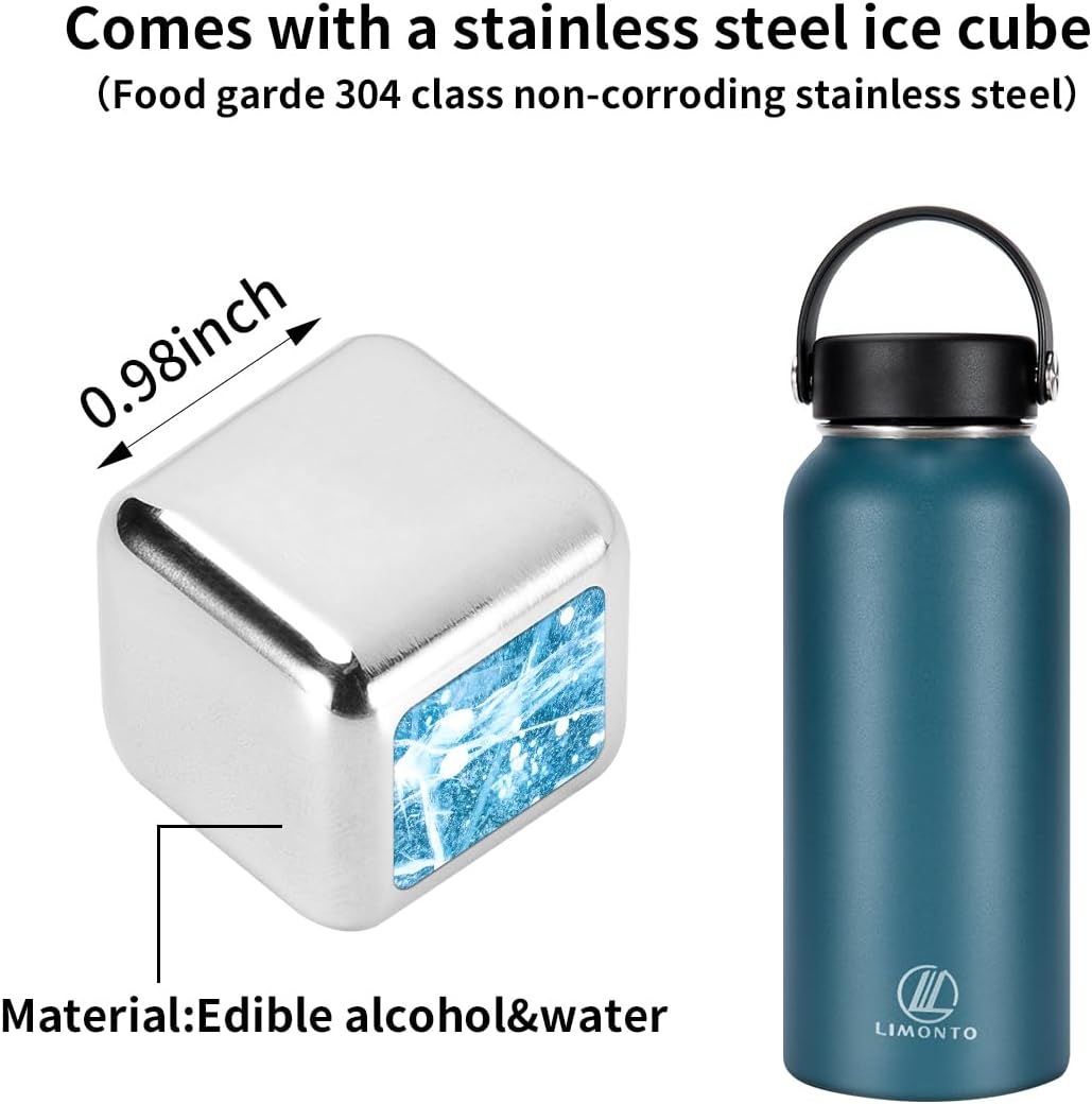 Botella de agua aislada de 32 onzas con tapa de popote (2 tapas), botella de agua deportiva de acero inoxidable Vacumm de doble pared, taza térmica