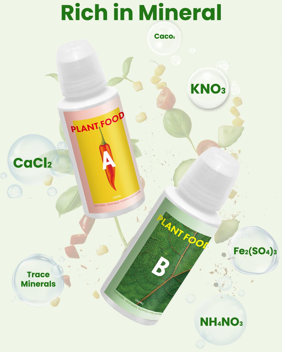 Inbloom Alimentos para plantas, nutrientes hidropónicos, kit de sistema de cultivo hidropónico, General A & BFertilizante sólido soluble en agua