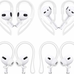 4 pares de ganchos para las orejas compatibles con AirPods Pro 2 2022, ganchos antideslizantes en forma de C y rotación de 360 grados de longitud 4 pares de ganchos para las orejas compatibles con AirPods Pro 2 2022, ganchos antideslizantes en forma de C y rotación de 360 grados de longitud