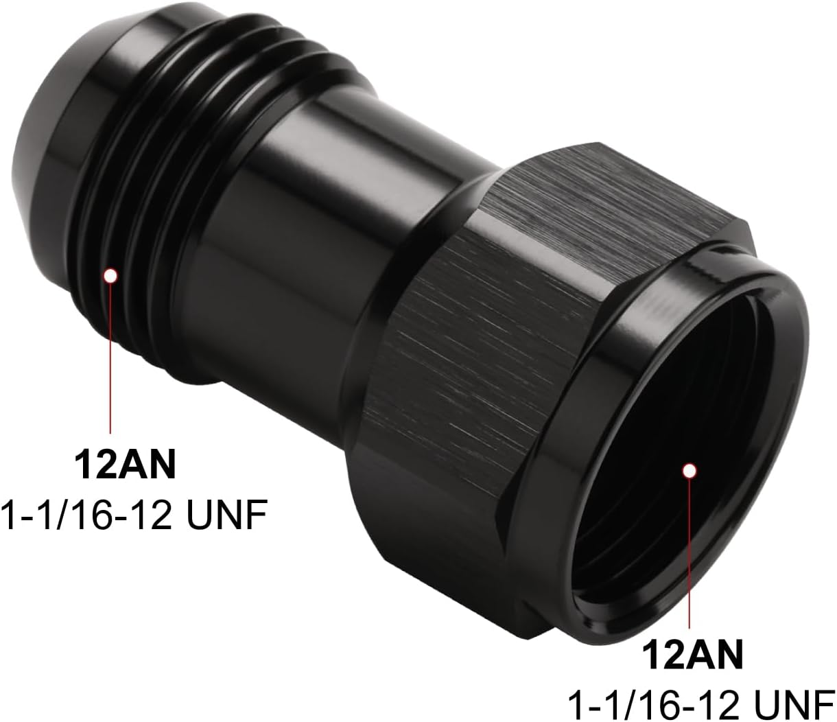 Podavelle 12AN Female Flare to 12AN Male Flare Extension Fitting Adapter Straight Aluminum Black