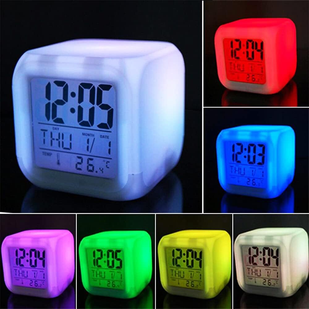7 ColorAlarm Reloj LED Digital Reloj Cambio Luz Noche Brillante Niños Escritorio Reloj Despertador Niños Regalo Carreras Rojo Monster Truck Niños