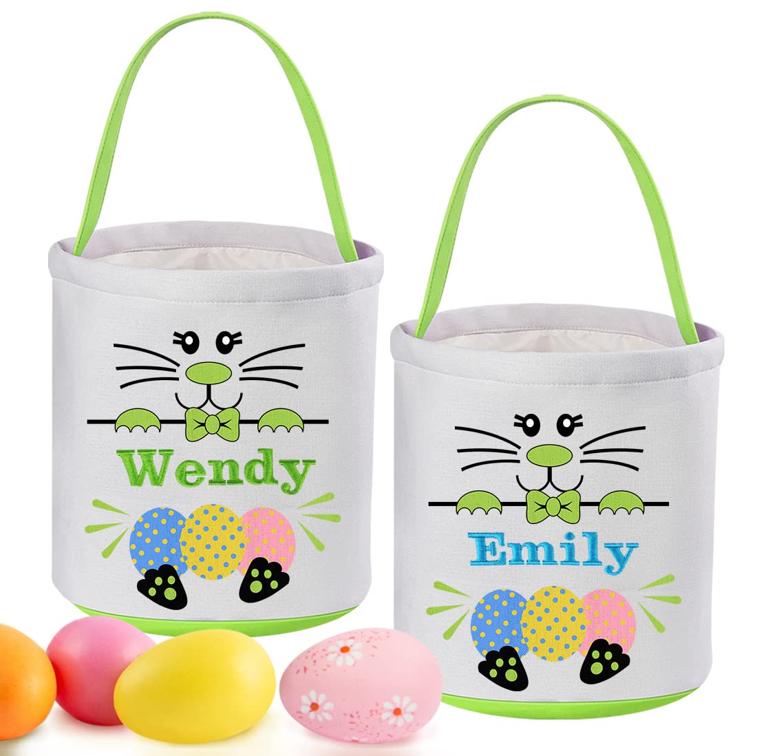 Cestas de Pascua personalizadas para niños, paquete de 2, cesta de conejo de Pascua Touber, regalos de Pascua personalizados, cestas de Pascua para