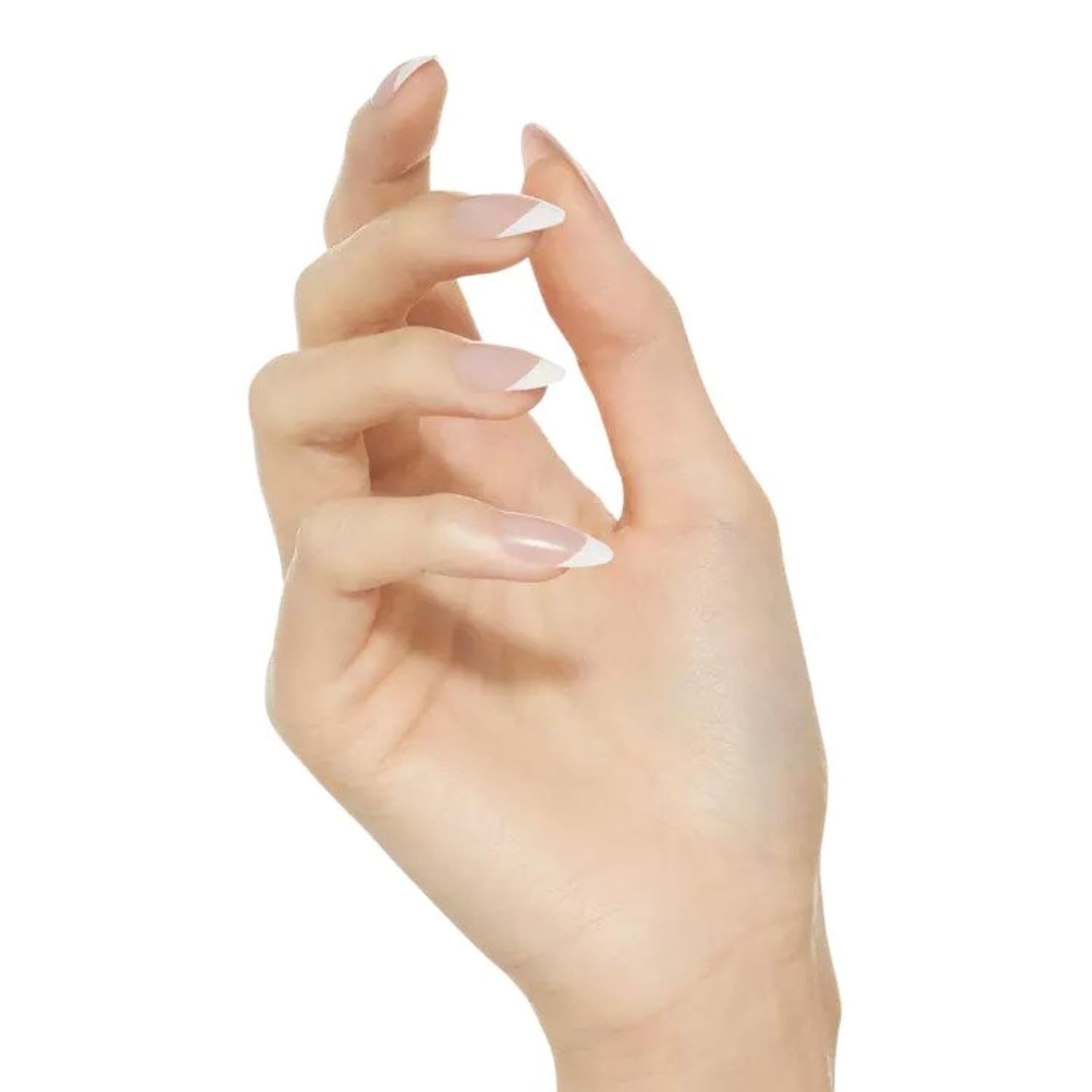 KISS Uñas a presión con clase, pegamento de uñas incluido, color blanco claro, tamaño mediano, forma de almendra, incluye 28 uñas, 0.07 onzas de