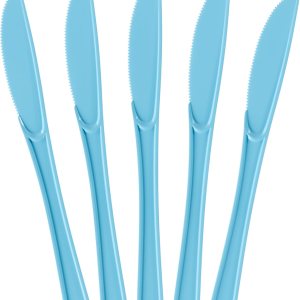 Exquisite Cuchillos desechables de plástico azul claro, 100 piezas, cubiertos desechables de plástico azul claro resistente, cubiertos desechables Exquisite Cuchillos desechables de plástico azul claro, 100 piezas, cubiertos desechables de plástico azul claro resistente, cubiertos desechables