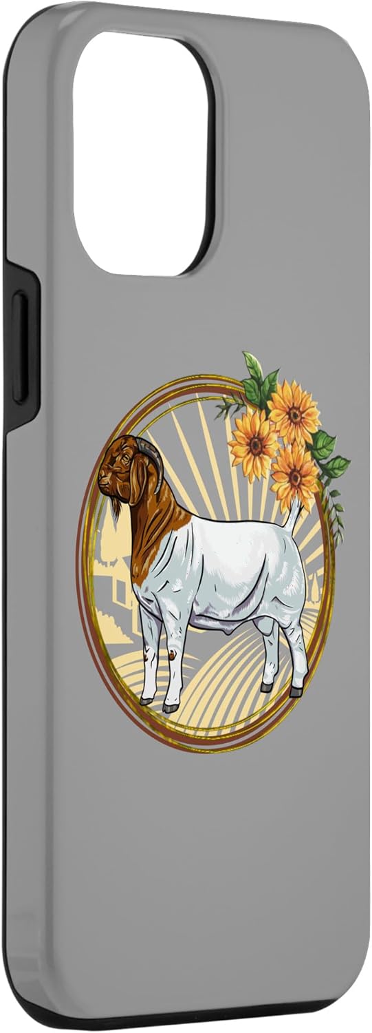 Funda con borde de girasol para iPhone 13 Pro Max Meat Goat Boer Buck
