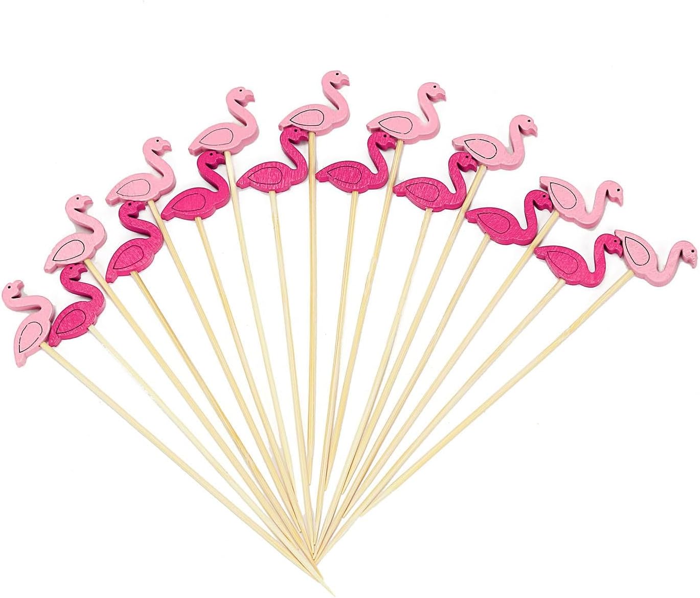 Efavormart – Paquete de 100 palillos de fiesta de flamenco de 5 pulgadas, pinchos de bambú, palillos decorativos para cóctel, palillo de dientes