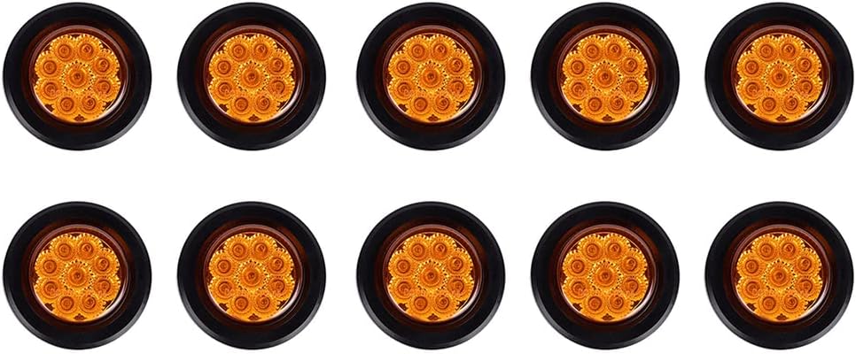 Baceyong Luces de marcador de remolque, 10 luces redondas de remolque ámbar de 2 pulgadas para camiones de caravana, luces de marcador de