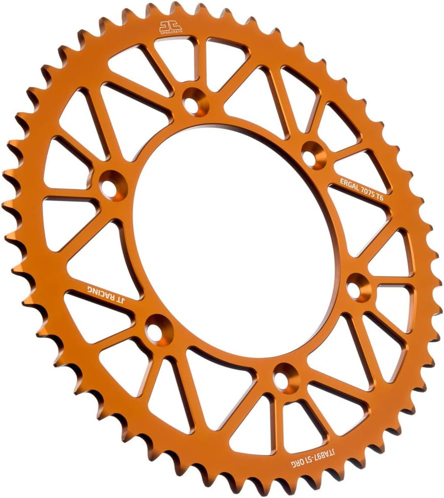 JT Sprockets JTA897.51ORG piñón trasero anodizado naranja de aluminio 7075 T6, solo