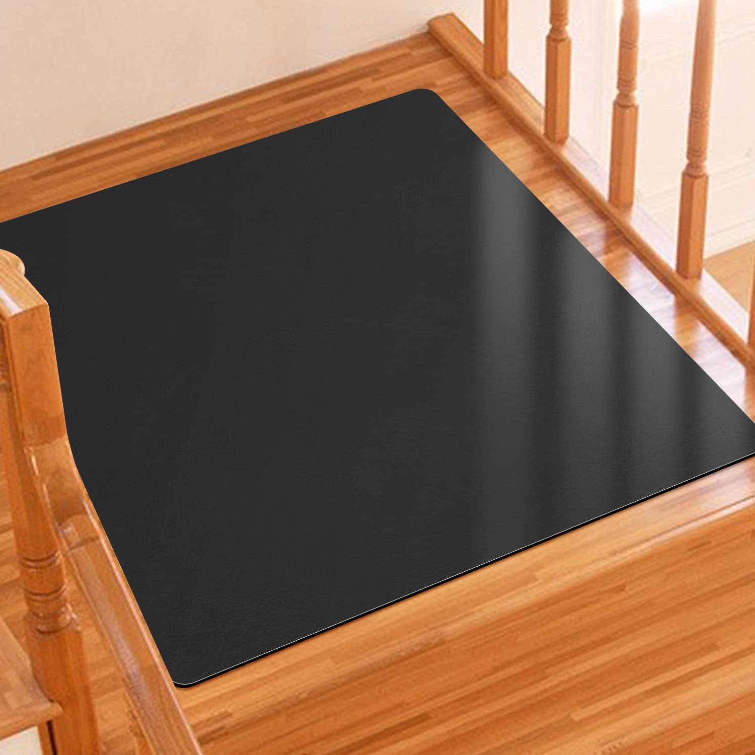 Alfombra negra para peldaños de madera, alfombra cuadrada para escaleras antideslizante, alfombra de goma a juego con respaldo de goma