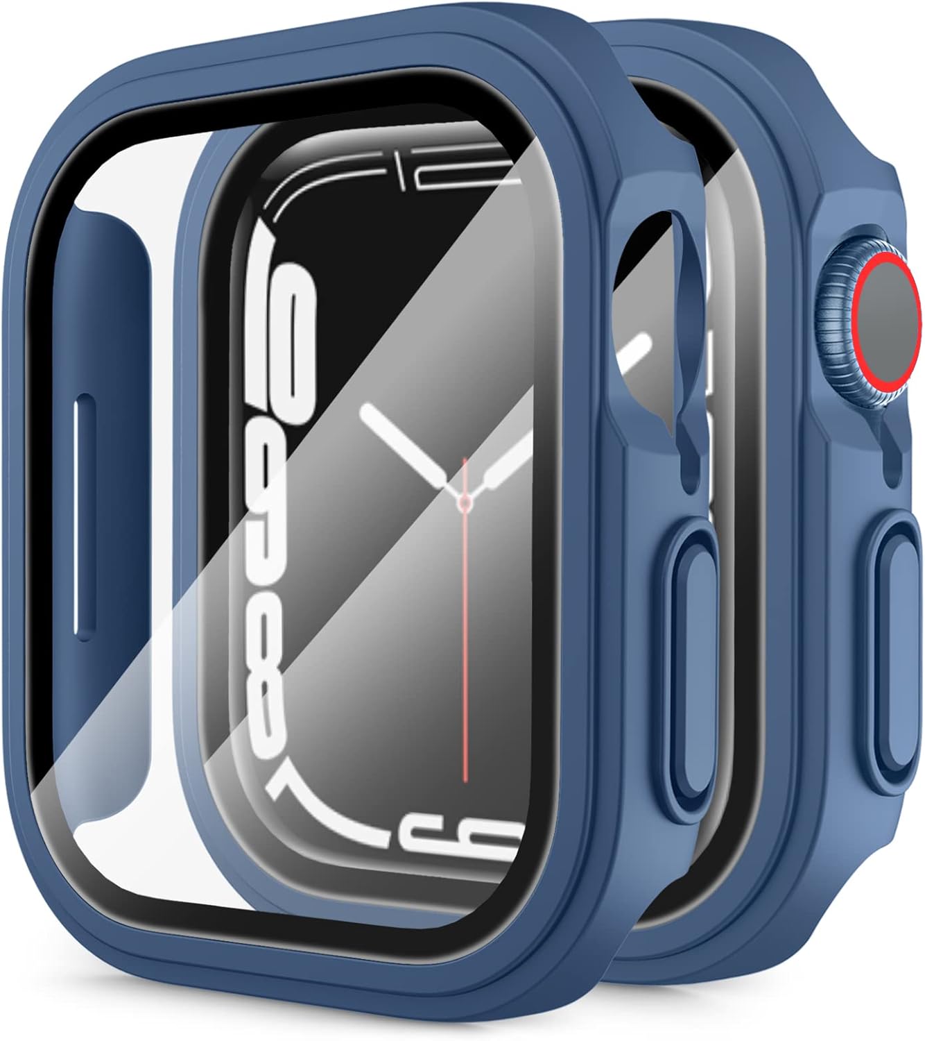 Vancle Funda para Apple Watch Series 8 Series 7 Protector de pantalla de 1.614 in, cubierta protectora completa de policarbonato duro con vidrio