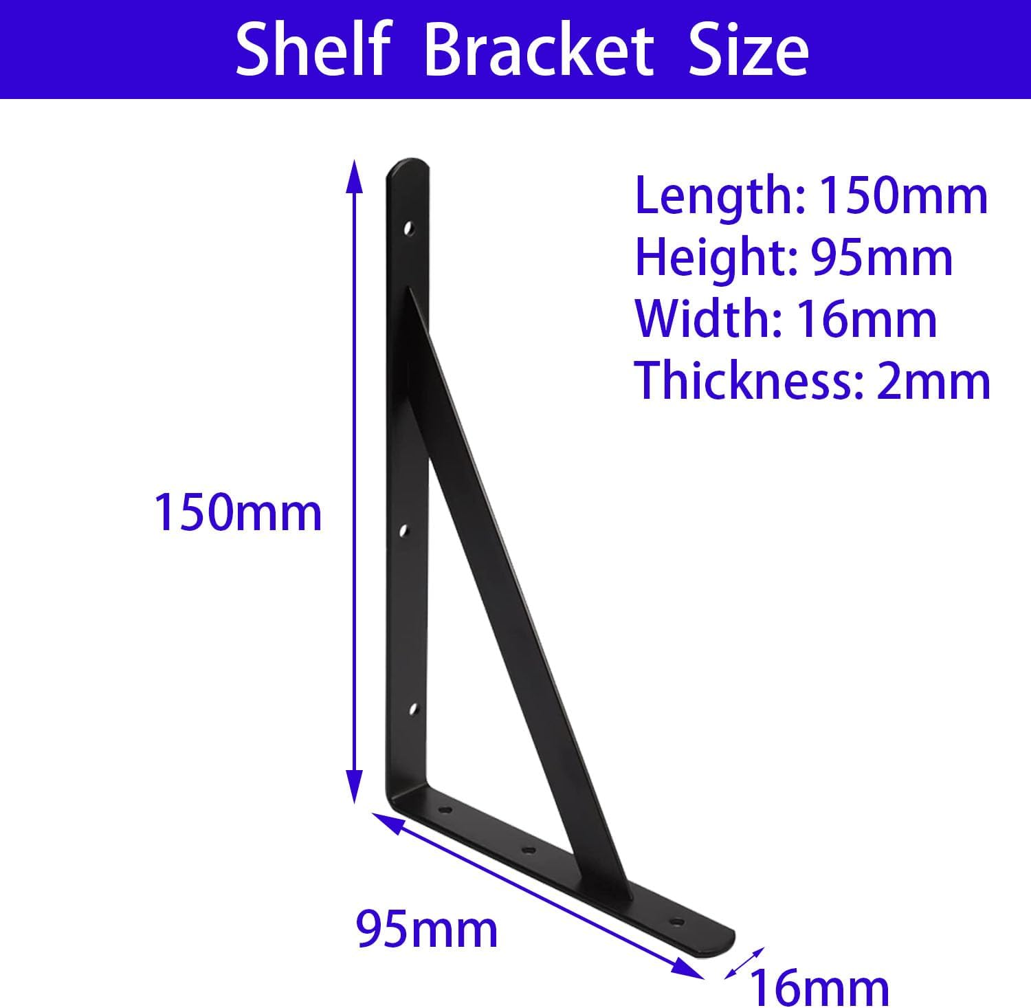 Paquete de 10 soportes de estante de metal de diseño triangular, soportes de ángulo recto con tornillos para muebles de madera, gabinetes, sillas,