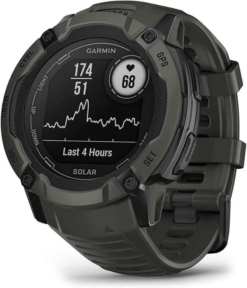 Garmin 010-02805-15 Instinct 2X Solar Rugged GPS Smartwatch Moss Bundle con Deco Essentials Paquete de 2 pulseras tácticas de emergencia paracord