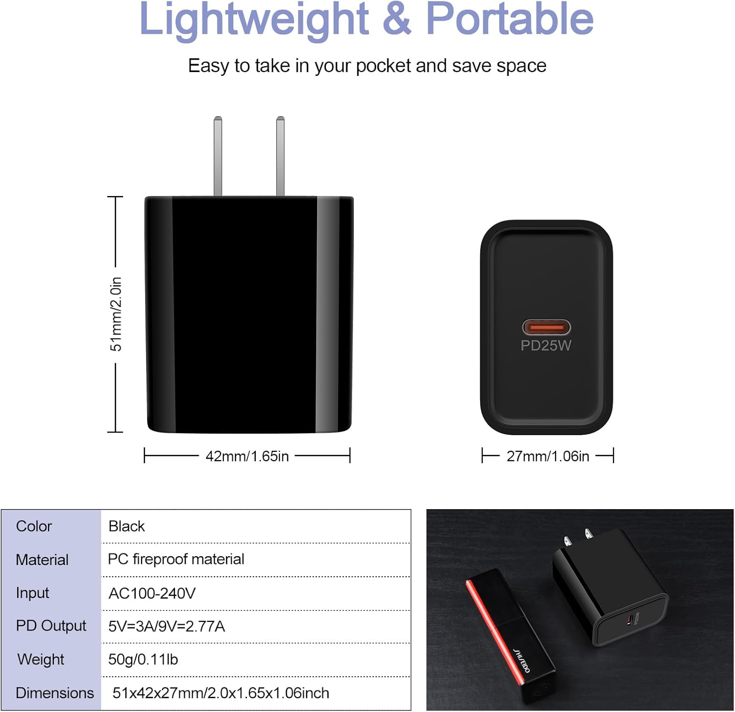 Adaptador de corriente USB C de 25 W para Google Pixel 8 Pro 8 7a 7, Motorola Edge Plus 2023, Edge 40, Razr+40 Ultra, Moto G Play 2024G PowerG
