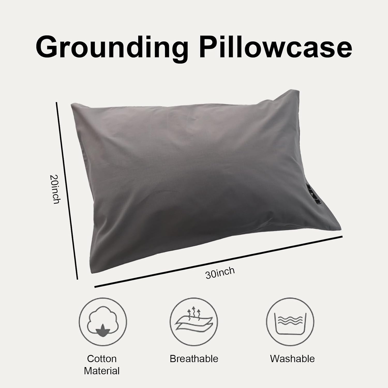Funda de almohada de tamaño Queen, funda de almohada conductiva con fibra plateada para un mejor sueño, alivio del dolor, inflamación (20 x 30