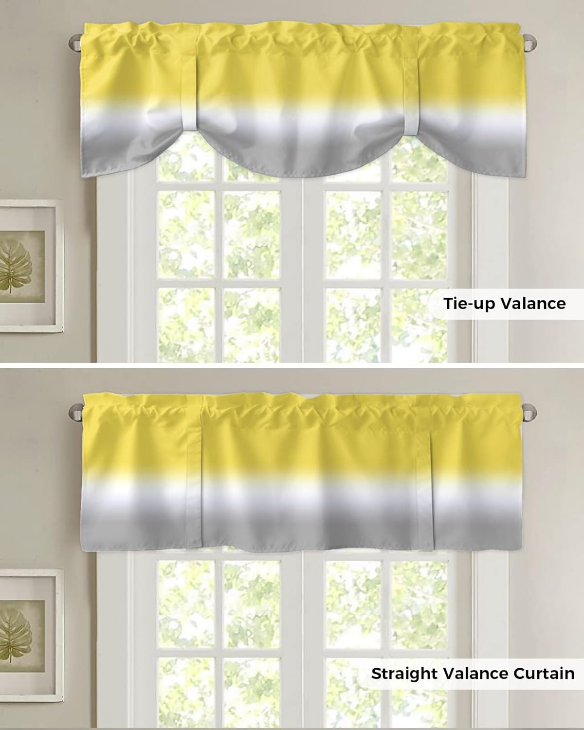 Cenefa de amarre para ventanas de cocina, cenefa ajustable para ventana de cocina, cortina corta para sala de estar, cortina de arte abstracto con