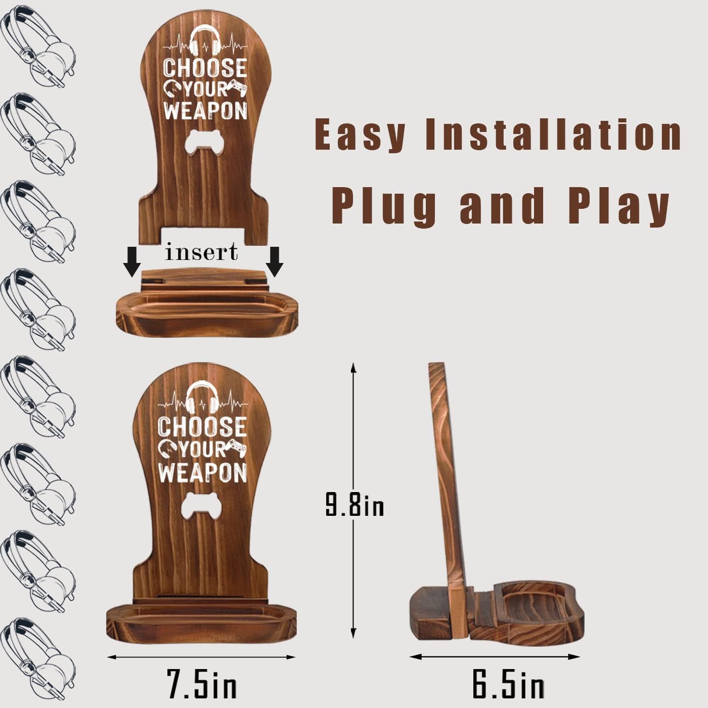 Regalos para jugadores adolescentes, soporte de auriculares para hombres, decoración de escritorio de sala de juegos, soporte de auriculares de