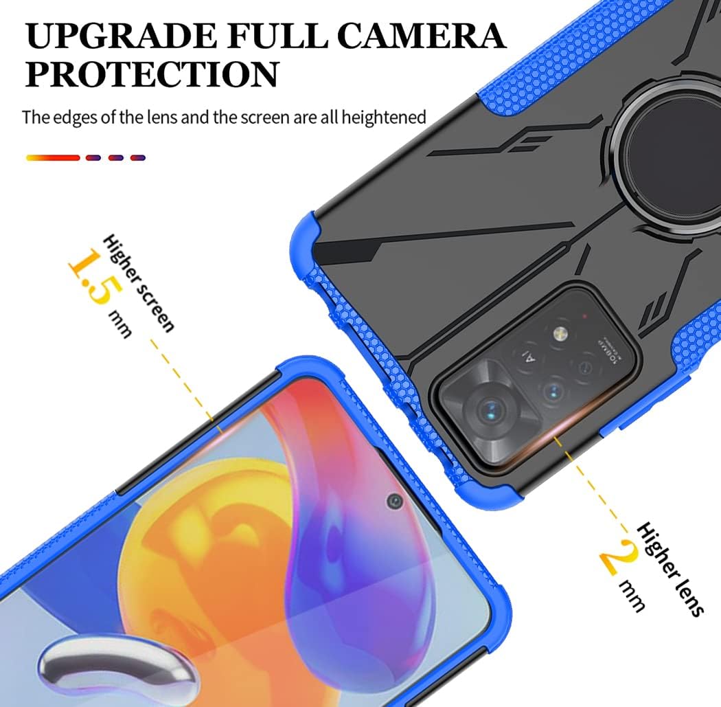 Funda compatible con Redmi Note 11 Pro (4G5G)Redmi Note 11E Pro con protector de pantalla de vidrio templado, soporte magnético con soporte para
