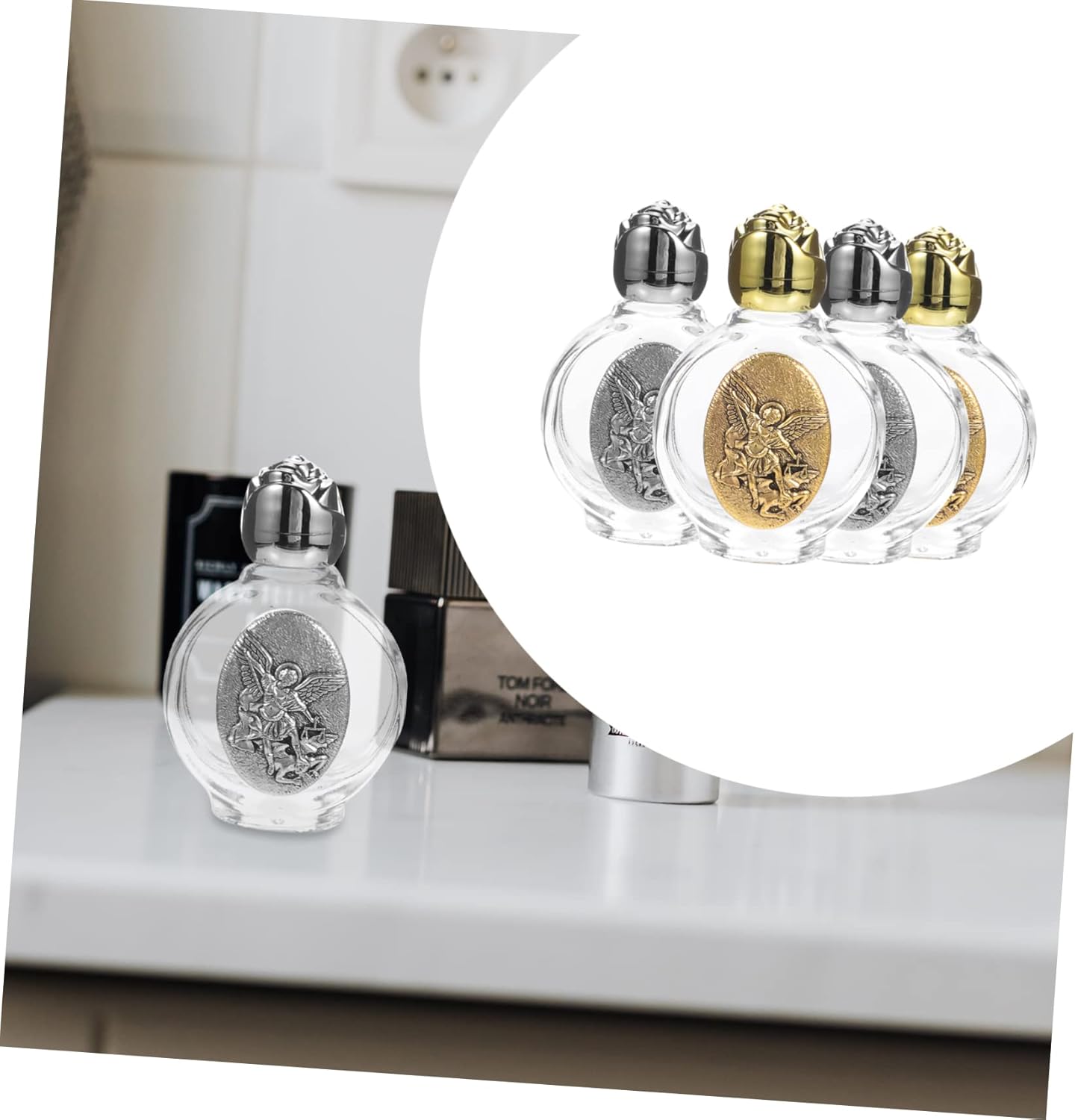 Toddmomy Botella de agua bendita en relieve para niñas, accesorios para la casa de la decoración de la boda, contenedores de agua, botellas vacías,