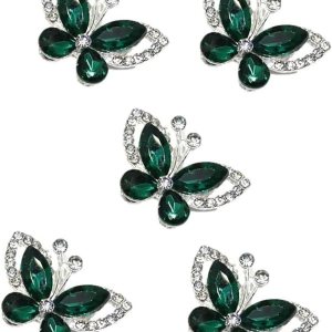 5 piezas de diamantes de imitación brillantes con parte trasera plana de mariposa de cristal (verde esmeralda) 5 piezas de diamantes de imitación brillantes con parte trasera plana de mariposa de cristal (verde esmeralda)