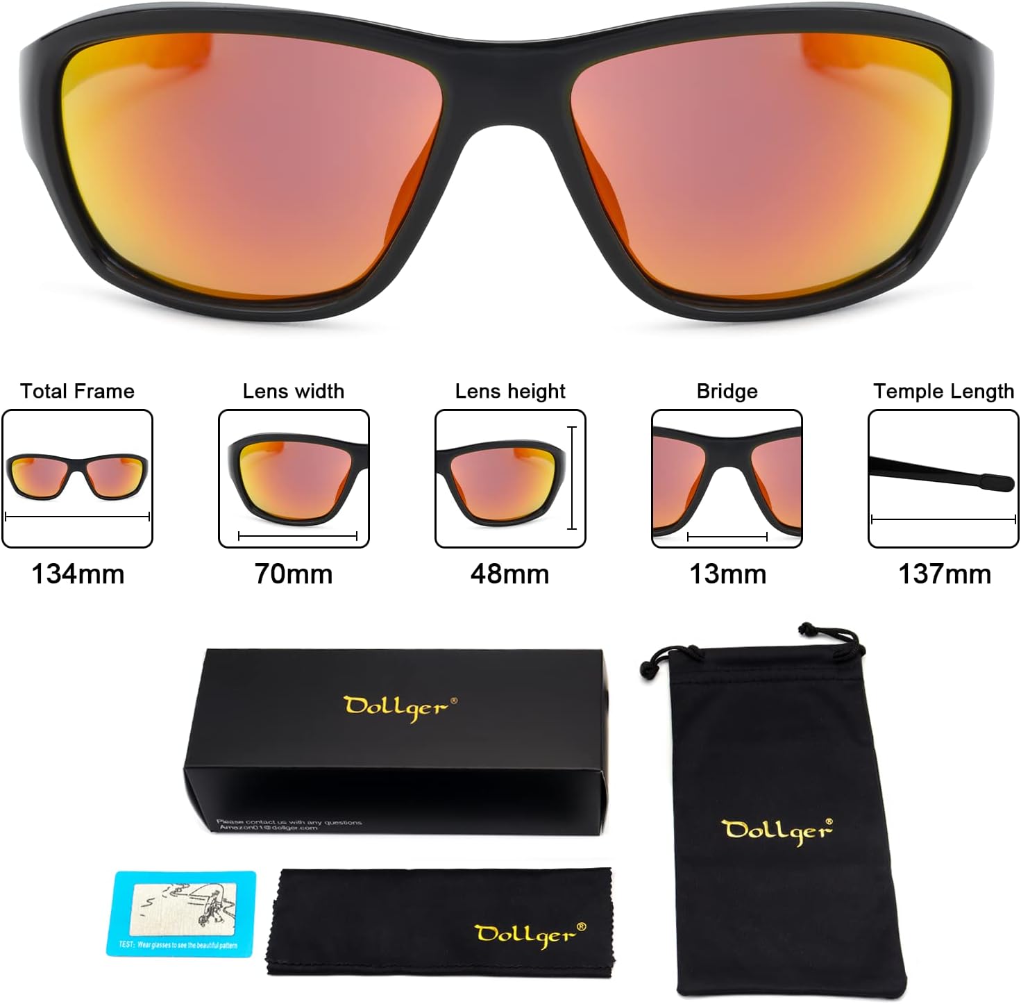 Dollger Lentes de sol deportivos polarizados para hombres y mujeres, protección UV400, para correr, pesca, ciclismo, conducción, golf