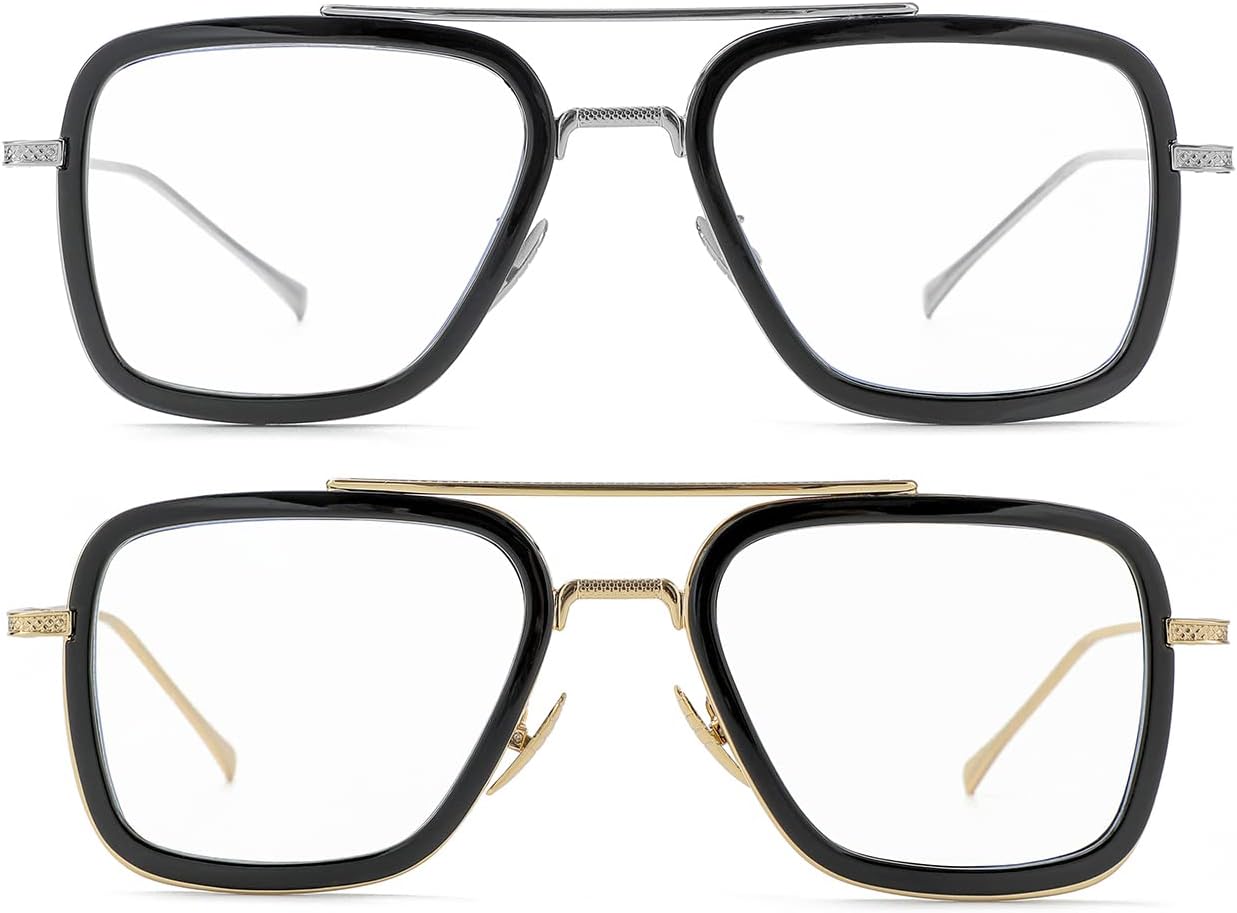 Lentes de bloqueo de luz azul estilo Tony Stark para hombres y mujeres, lentes retro con marco de metal de Iron Man y Spider-Man