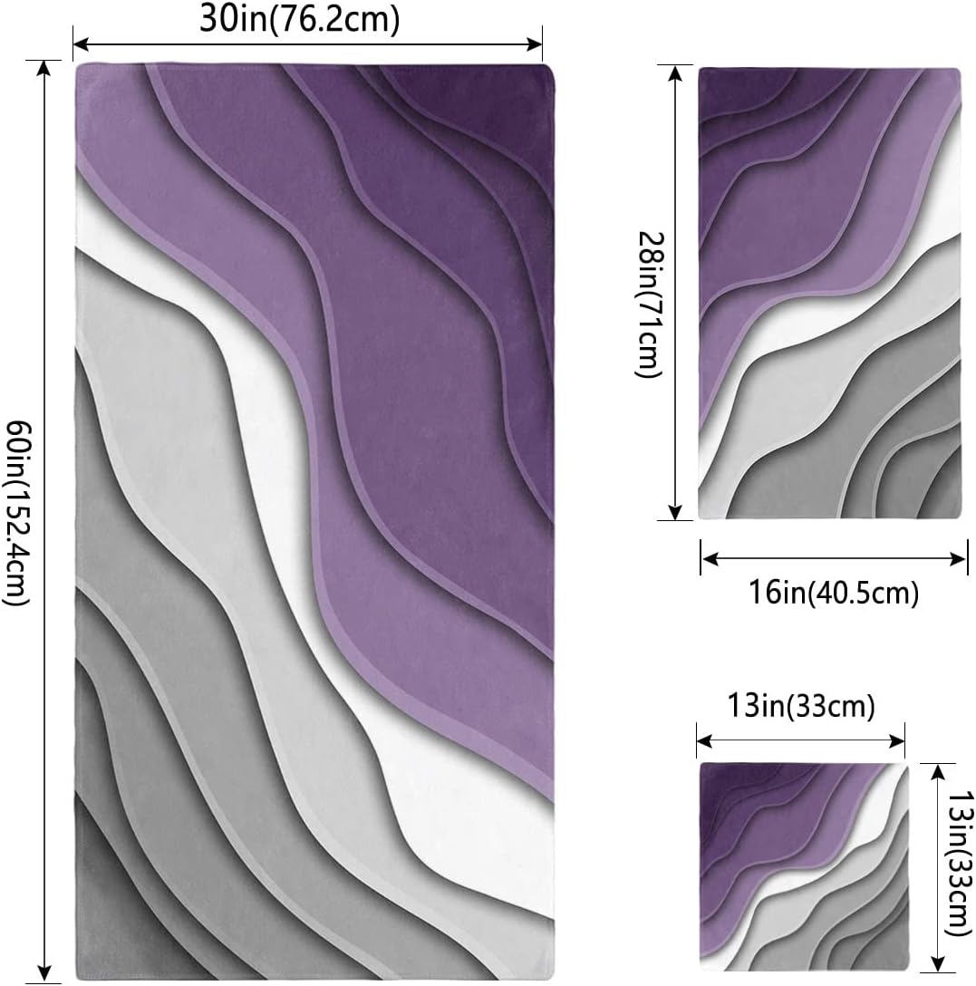 Juego de toallas de baño de 3 piezas, color morado y gris, juego de toallas de baño suaves para baño, toallas de baño absorbentes (1 toalla de baño,