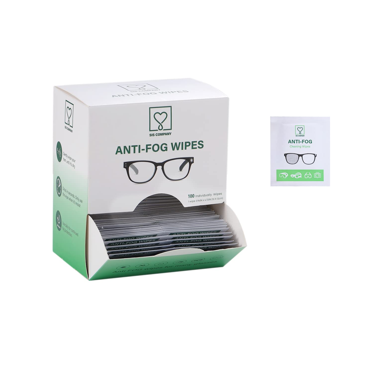 Toallitas húmedas antivaho de secado rápido, prehumedecidas individualmente envueltas para limpieza antivaho para gafas ópticas, gafas de sol, gafas