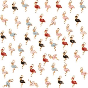 50 dijes esmaltados de mini flamencos, coloridos dijes de animales, pájaros y grúas, colgantes de bricolaje para hacer joyas, aretes, pulseras, 50 dijes esmaltados de mini flamencos, coloridos dijes de animales, pájaros y grúas, colgantes de bricolaje para hacer joyas, aretes, pulseras,