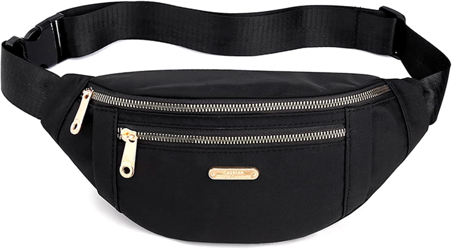 Riñonera de 2 piezas, bolsa cruzada para mujeres y hombres, impermeable, para correr, senderismo, viajes, Negro –