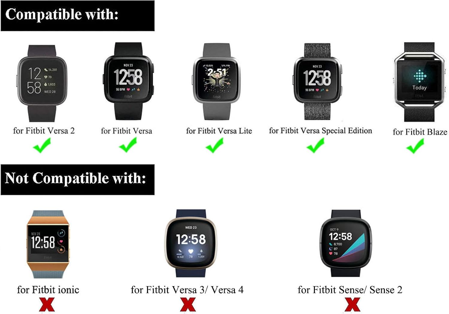 Brazalete elástico ajustable o banda de tobillo para reloj inteligente compatible con Fitbit Versa 2BlazeVersaVersa LiteVersa Edición Especial,