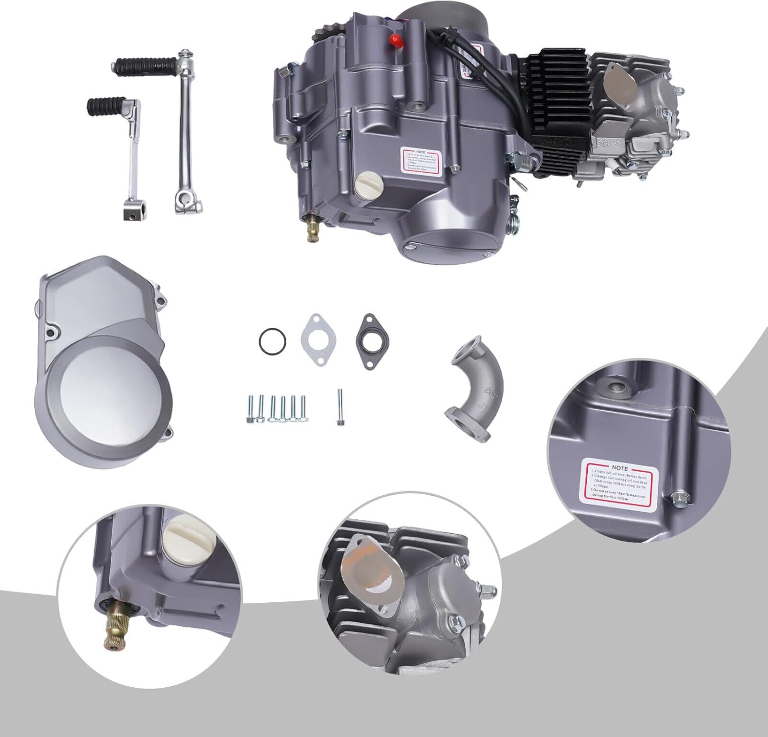 Kit de motor de bicicleta de carreras de 4 tiempos de 140 cc, motor CDI de eje horizontal de un solo cilindro, juego completo modificado de bajo