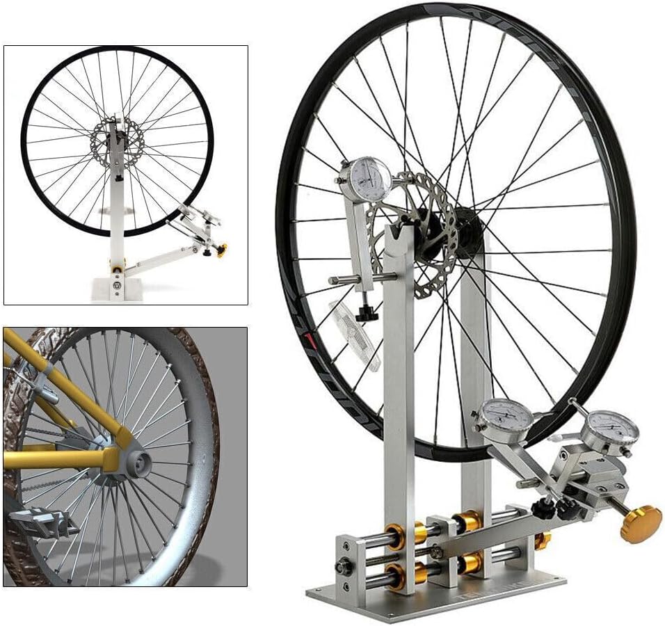 RustyVioum Soporte de rueda de bicicleta, plataforma de reparación de mantenimiento de cubo de bicicleta+herramienta mecánica para ruedas de 10″ a