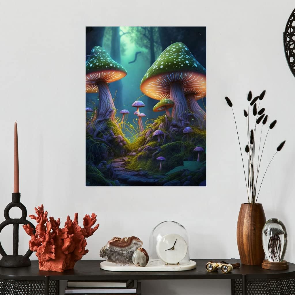 Calcomanía de pared de hongos, hermosa calcomanía de pared, decoración gráfica de pared, 18 x 12 pulgadas
