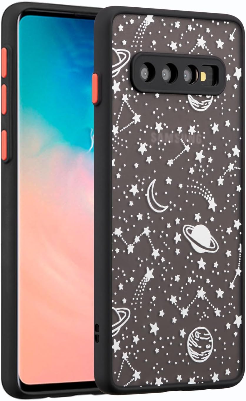 ZTOFERA Compatible con Samsung Galaxy S10, funda protectora con diseño de estrella planeta y cielo translúcido, carcasa trasera de policarbonato