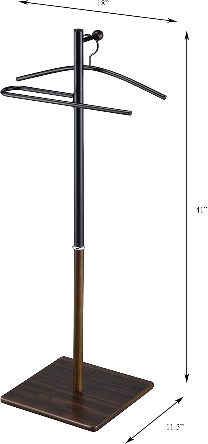 Proman Products VL17240 Kumo – Organizador de valet de metal independiente con colgador extraíble, barra para pantalones, 2 tonos (negronogal), 11.5
